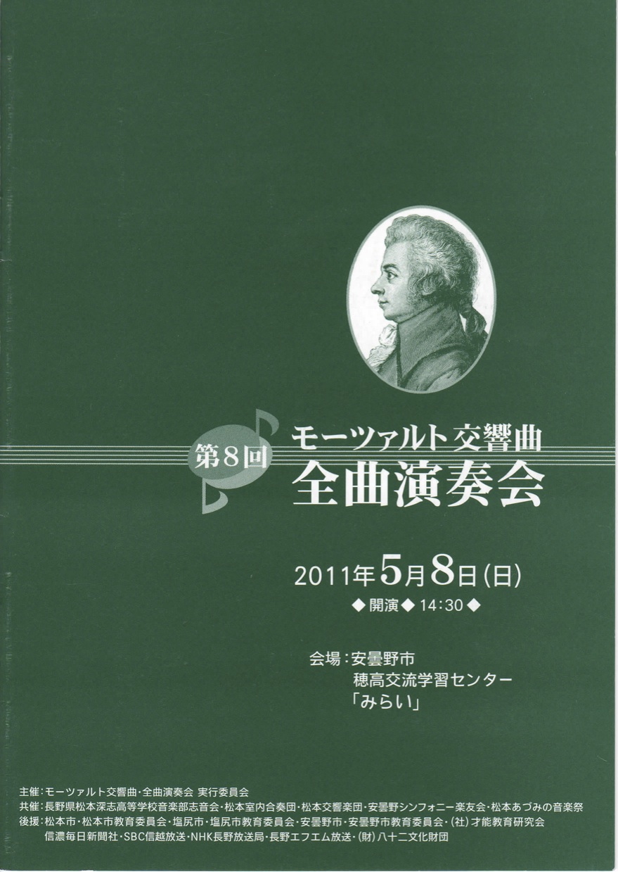 第８回 モーツァルト交響曲・全曲演奏会のパンフレット